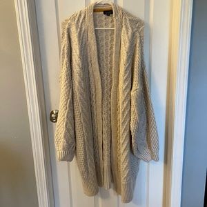 TOPSHOP Chunky Cream Long Duster Cardigan Sweater
